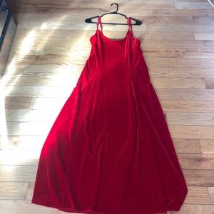 Vintage 90s Red Velvet Spaghetti Strap Maxi Dress